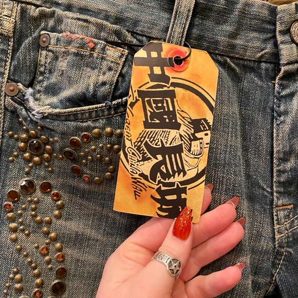 7 For All Mankind Great China Wall USA MADE Rhinestone Studded Bootcut Jeans-30 - Picture 3 of 8